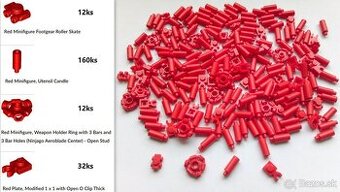 X6 Lego® Originál diely, červené (nové, nehrané, 216ks)