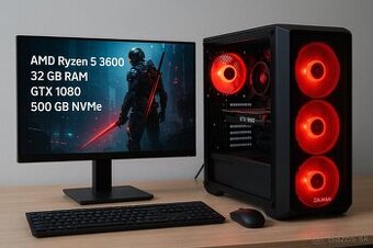 Výkonný herný PC – Ryzen 5 3600 + GTX1080-X 8GB + 32GB RAM