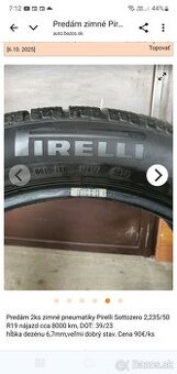 Predám zimné Pirelli 235/50 R19