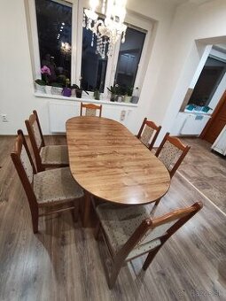 Jedálenský stôl rozkladací so 6 stoličkami