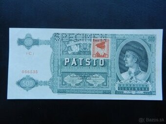 Bankovky slovensky štát 7 perforované kolkované