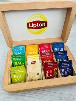 Lipton darčekové balenie čajov v drevenej krabičke