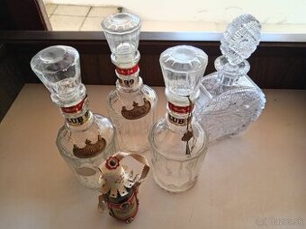 Sklenené fľaše, krištáľova karafa na whisky,starožitnosti,