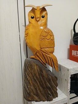 Drevenná sova,dekorácia,rezbárstvo..