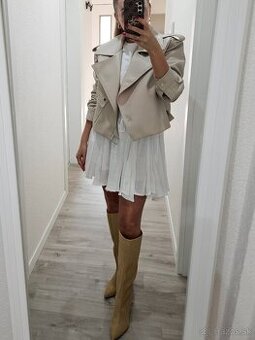 Krémová koženková bunda