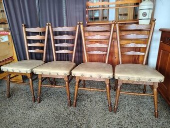 4x rustikální dubové stoličky, masív, Nábytek s příběhem