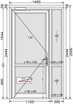 Vchodové dvere 1450x2444 (+56mm rozširovací profil)