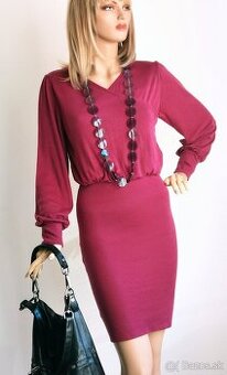 Elegantné merino šaty vo farbe bordó