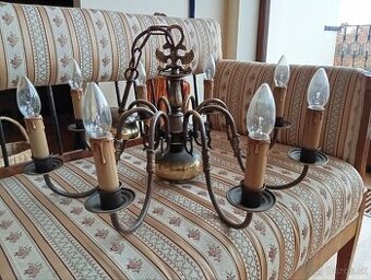 Pár elegantných 8 - ramennych bronzových lustrov •62 cm