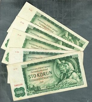 Staré bankovky 100 kčs 1961 - 5 kusů