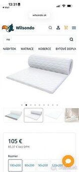 Vrchny matrac/topper 180x200