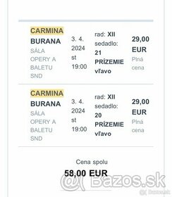 2 Lístky na operu Carmina Burana