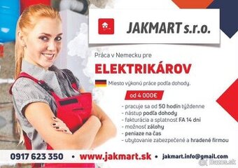 PRÁCA FRANCÚZSKO ELEKTRIKÁRI,VODÁRI,STAVBÁRI= JAKMART s.r.o.