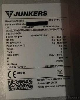 Plynový kondenzačný kotol Junkers Cerapur HM ZWB ZSB 24-5C 2