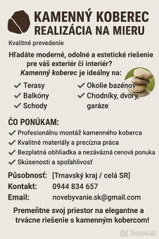 Kamenny koberec . Realizácie na mieru .