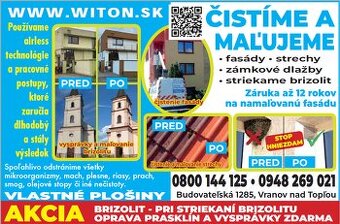 čistenie a maľovanie fasády, brizolitu, strechy