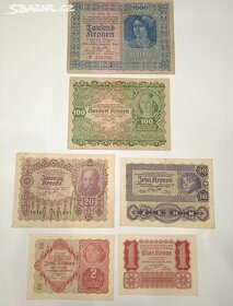 Bankovky RAKOUSKO - 1-1000 Kronen 1922 - 1