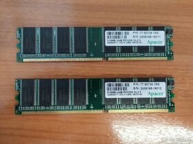 Predám 2ks 512MB RAM DDR1 SDRAM 400MHz, Apacer