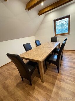 SET Jedalensky stôl masiv dub  240 x 100 , 6 x stolicka