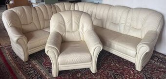 Celokožená rohová sedací souprava s křeslem,6146