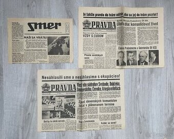 Noviny Pravda a Smer z 28.augusta a 1. septembra 1968