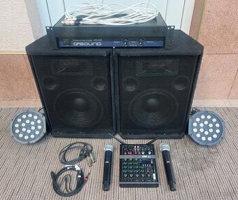 PRENOSNÉ OZVUČENIE 2x130W S USB/BT MIXPULTOM & MIKROFÓNMI