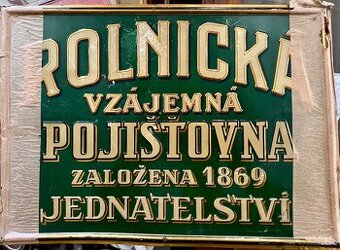 Stará plechová cedule Rolnická pojišťovna