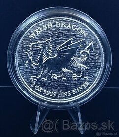 Investicna strieborna minca Heraldic Welsh Dragon 1oz 2022