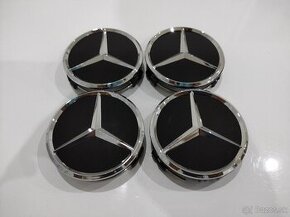 Stredove krytky diskov Mercedes 75mm cierne leskle