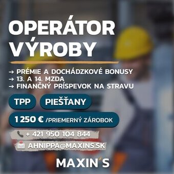 Operátor/ka výroby – elektronika,  nástup ihneď (p564)