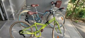 Predám detský bicykel 24 kola Btwin sedy, zelený po dvočkách