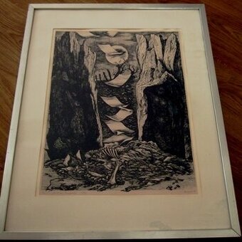grafika T. Gáll, tušokresba Roubalík, Blažo-serigrafia,.....
