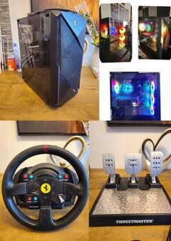 PC + Thrustmaster T300 + T-LCM pedále – racing set