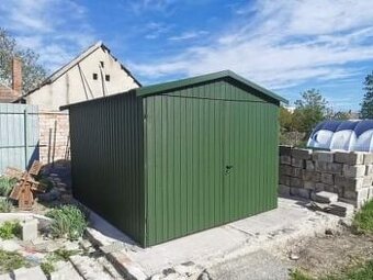 Plechová garáž 3x5m | sedlová strecha | zelená