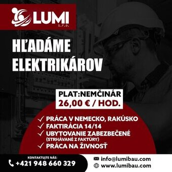 HĽADÁME ELEKTRIKÁROV