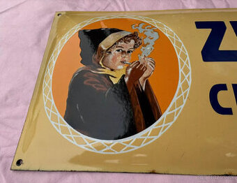 Originálna smaltovaná ceduľa. CIGARETY ZUBAN vo formáte na š