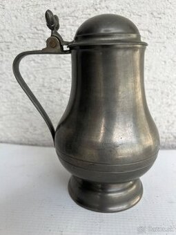 Cinovy dzban krcah kanvica  s otvaracim vrchnakom 17,5 cm 17