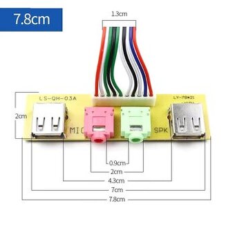 Predný panel i/o 2xUSB 2.0 Aux 3.5 78mm