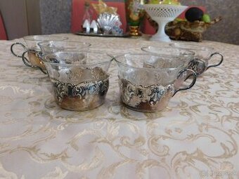 Sada 6 vintage pohárov Schott Mainz Jena Glas Glogg