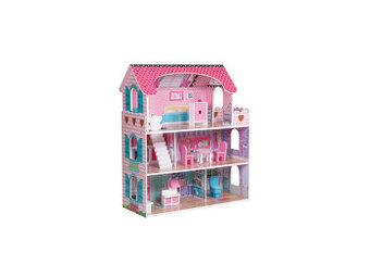 drevený domček pre bábiky + nábytok 70cm ružový LED