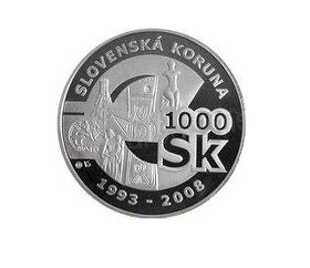 1000 korún 2008 Slovensko PROOF rozlúčka so slovenskou korun