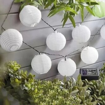 SOLÁRNA LED REŤAZ 5 M 10 DIOD LAMPIONY 7,5cm