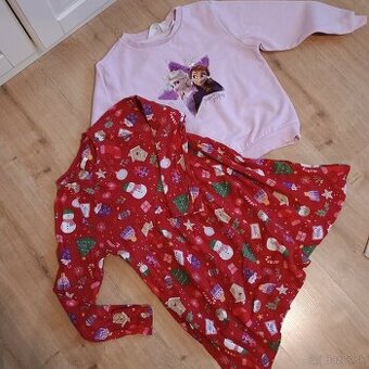 Next vianočné šaty 128, mikina HM a set legíny HM