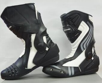Moto Kožené Čižmy Sports White