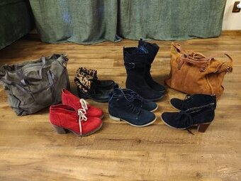 Nové čižmy brúsená koža 5ks + nové kabelky 2ks