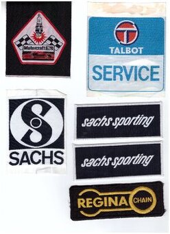 nášivky MOTORCRAFT,TALBOT SERVICE,SACHS,REGINA CHAIN, AKUMA