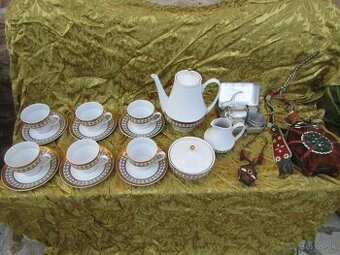 porcelánový servis, kávovar, čutora