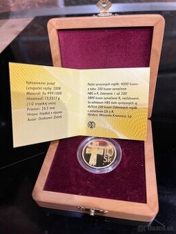 zlatá replika 10 Sk mince z roku 2008