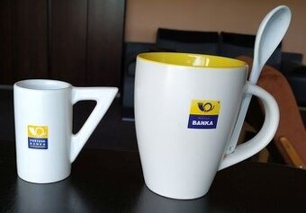 Hrnček-šálka na kávu a mlieko s logom poštová banka