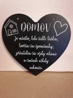 Handmade dekoračná tabuľka "Domov" čierna